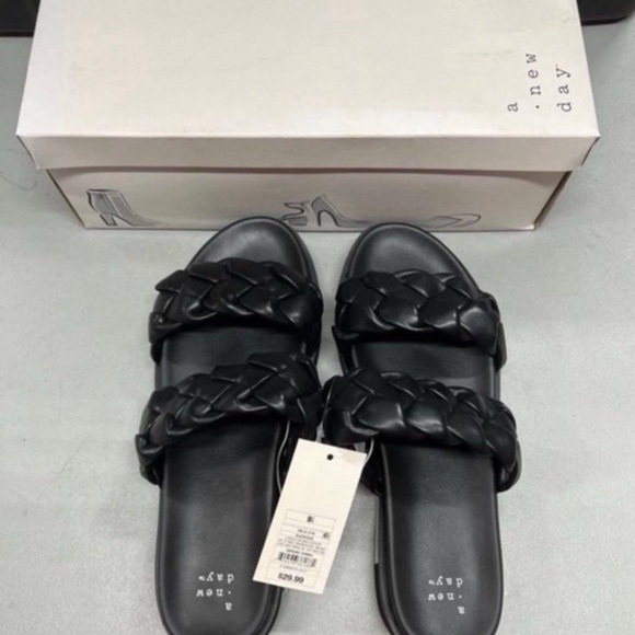 A New Day Black Braided Slide Sandals - Picture 3 of 4
